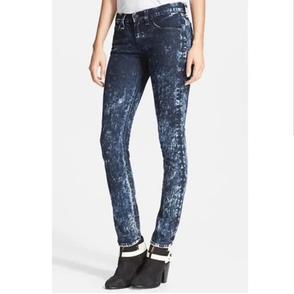 rag & bone Skinny Acid Wash Jeans - Picture 1 of 5